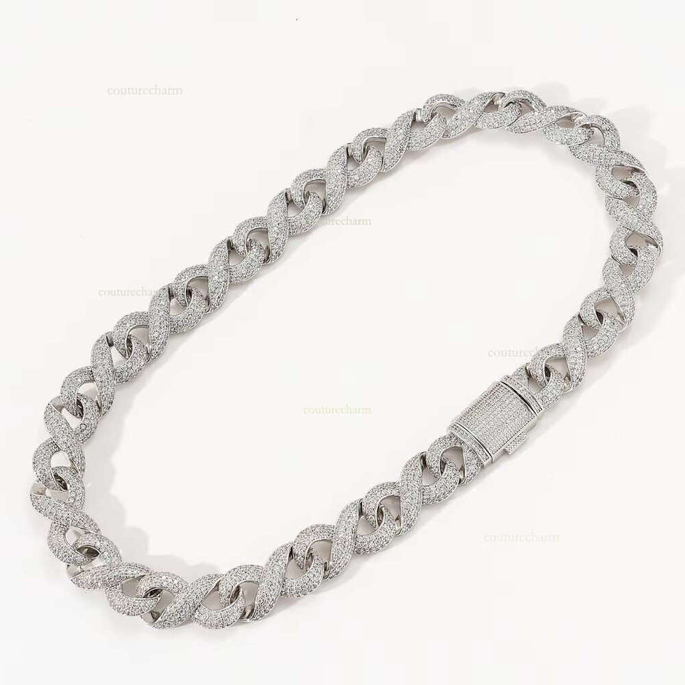 New 15MM Hip Hop Iced Moissanite Stainless Steel Season Sier Dia Cuban k Chain For Men