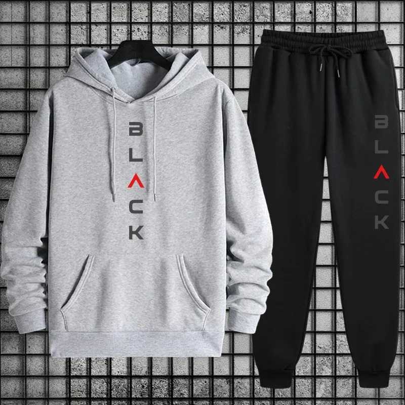 Black letter printed sportswearpants fashionable casual urban sportswear autumn and winter sportswear set 2025 new model W251110