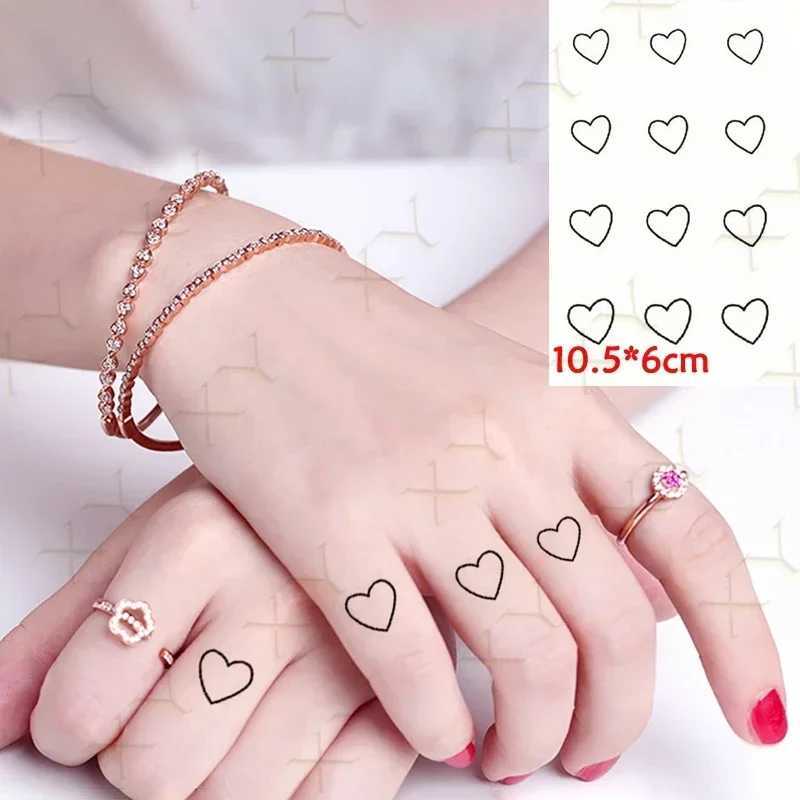 Waterproof temporary tattoo sticker black hand drawn heart-shaped design body art fake tattoo flash tattoo finger wrist ankle female W250410