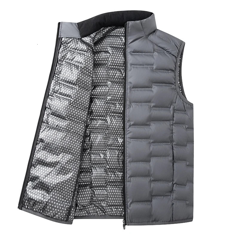 White Duck Down Vest with Thickened Stand Up Collar Trendy Mens Windproof Vest Couple Style Graphene Self Heating Sports Vest 251105