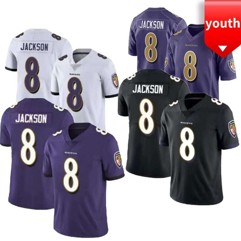 Wholesale Baltimore High Quality Youth American Football Jerseys 8#Lamar Jackson Stylish Breathable Jerseys