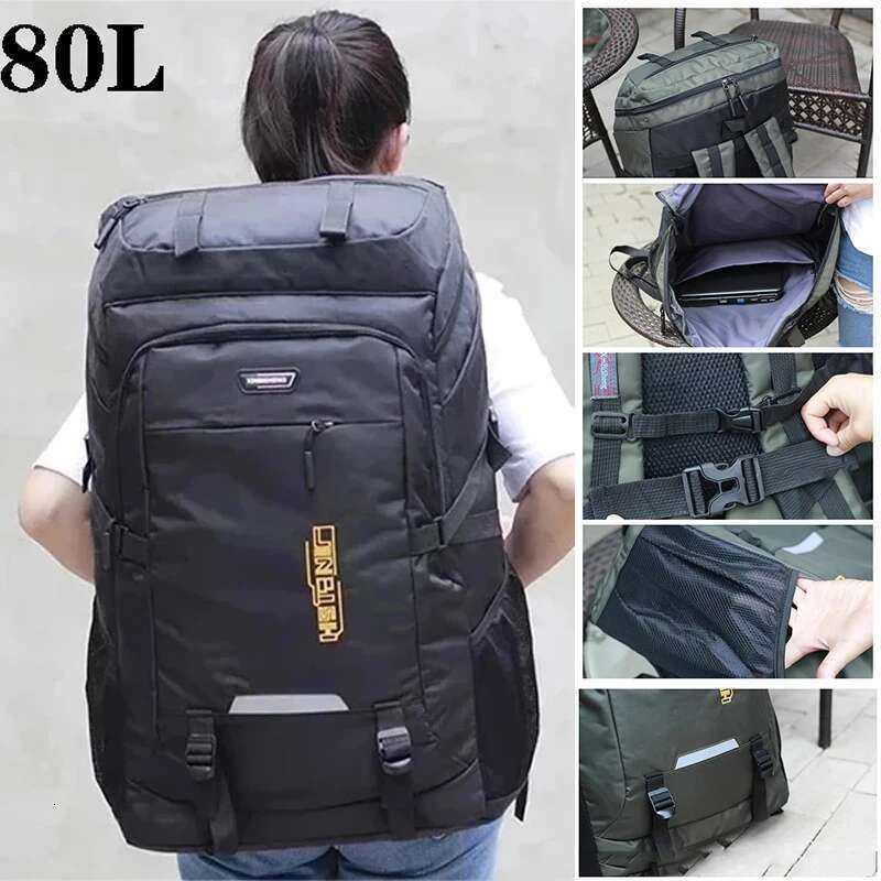 80L 50L Men's Outdoor Climbing Travel Rucksack Sports Camping Hiking Backpack School Bag Pack For Male Female Women