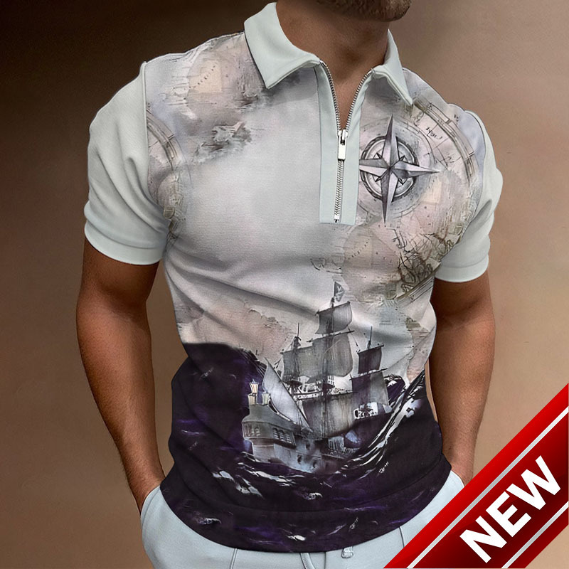 POLO Polo Collar Summer Regular Casual Short Pattern Summer Daily T-shirt