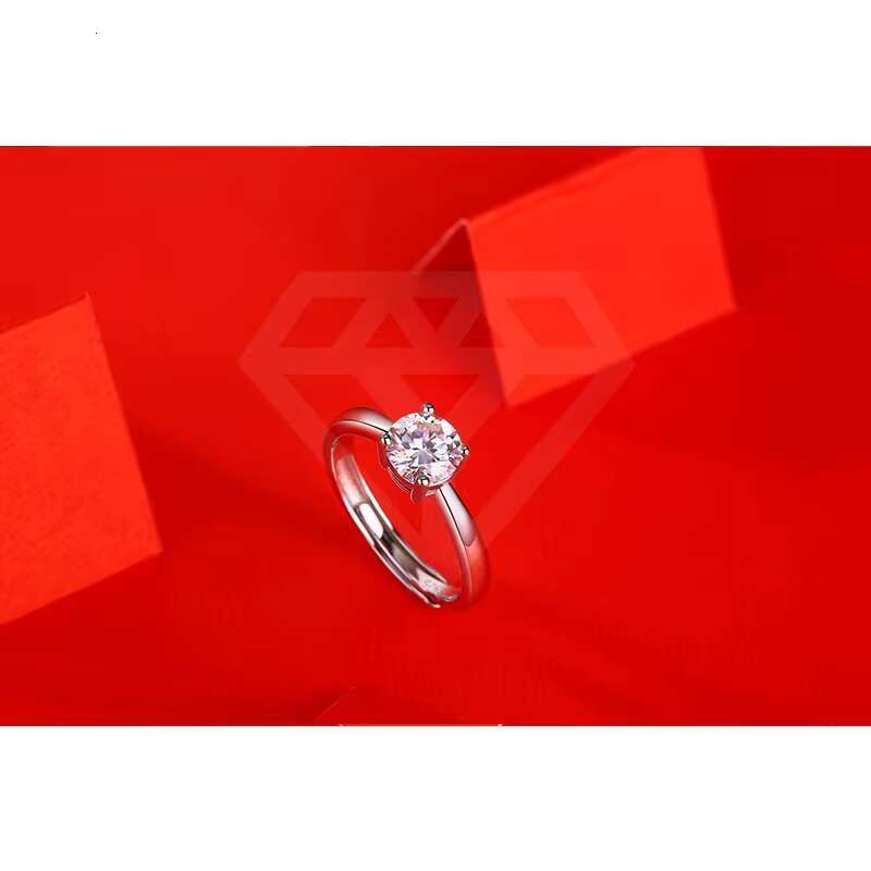 925 Sterling Silver Women Wedding Jewelry GRA 1Carat Four-claw Round Mosanite Diamond Ring