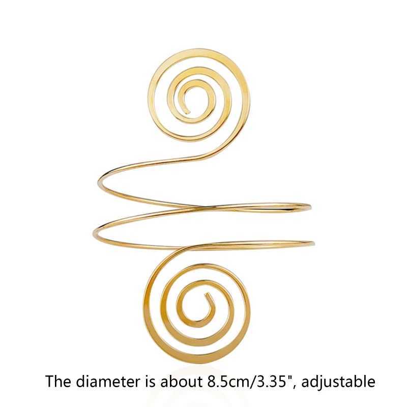 Alloy Spiral Armband Swirl Upper Arm Cuff Armlet Bangle Bracelet Egyptian Costume Accessory for Women Gold Silver ColorC250411