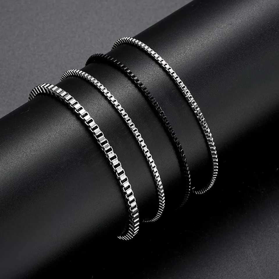 4Pcs/Set Stainless Steel Adjustable Box Chain Bracelets for Men Simple Vintage Silver Color Cuban Bracelets Sets Party JewelryC250411