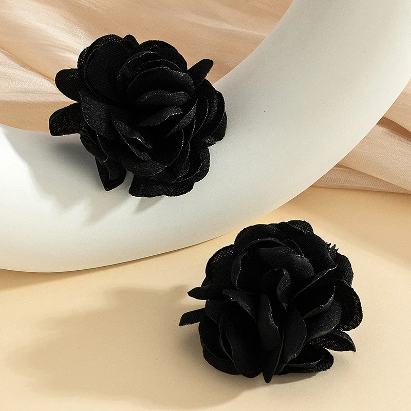 Stud Earrings For Women Elegant Temperament Large Size Rose Flocking Cloth Ear Accessories Fashion Jewelry Party Holiday AE252 250409
