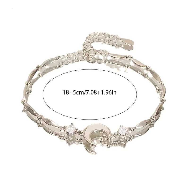 Ice Crystal Moon Bracelet for Women Alloy Silver Color Minimalist Celestial Star Charm Boho Chain Jewelry GiftT251110