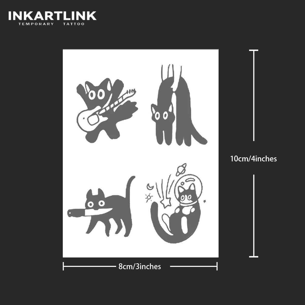 Cute black cat temporary tattoo lasting for 15 days with new technology waterproof semi permanent sticker W250410