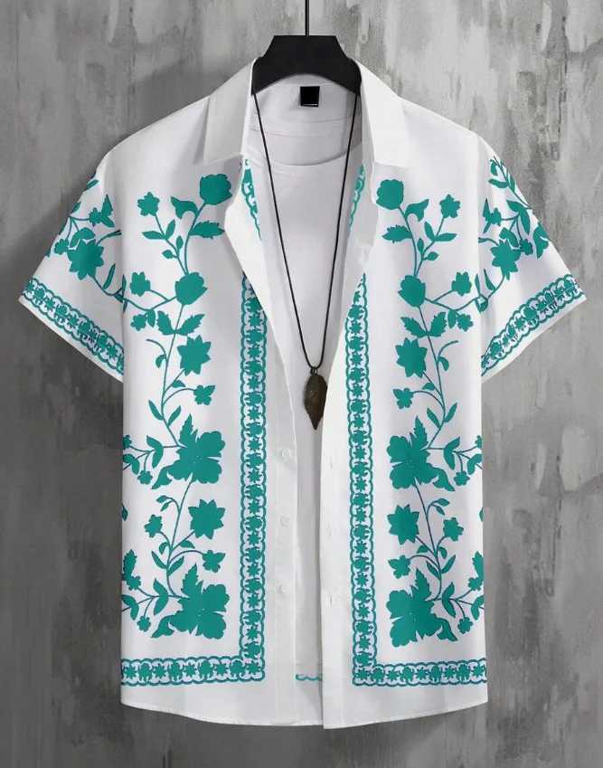 New Summer Mens 3D Printed Floral Shirt Neutral Fashion Casual Fresh Style Oversized Breathable Collar Button Hawaiian Shirt X250410