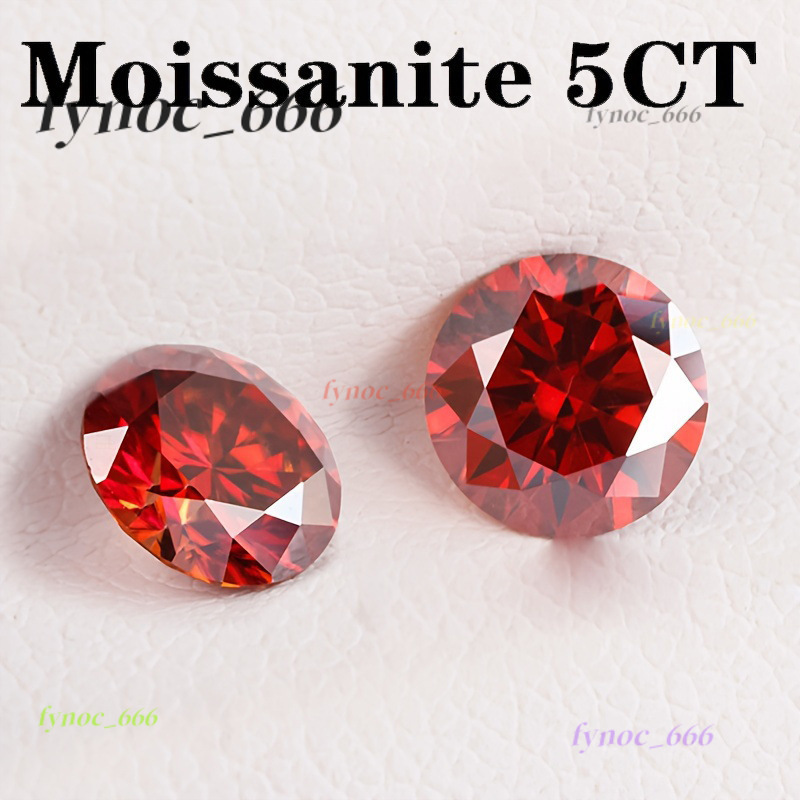 Colorful Round 5ct Pomegranate Red Moissanite Loose Stone VVS1 Cut Inlay Jewelry DIY Material