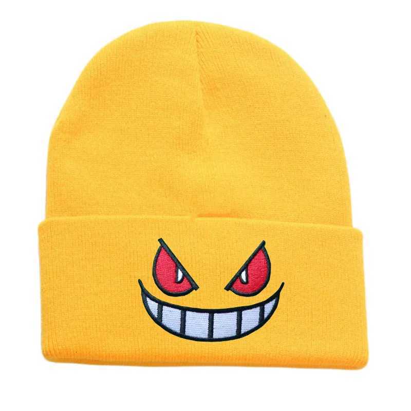 16 Colors Unisex Autumn Winter Outdoor Beanie for Men Women Knitted Gengar Hood Hat Embroidered Casual Outside Halloween HatsXJ251110