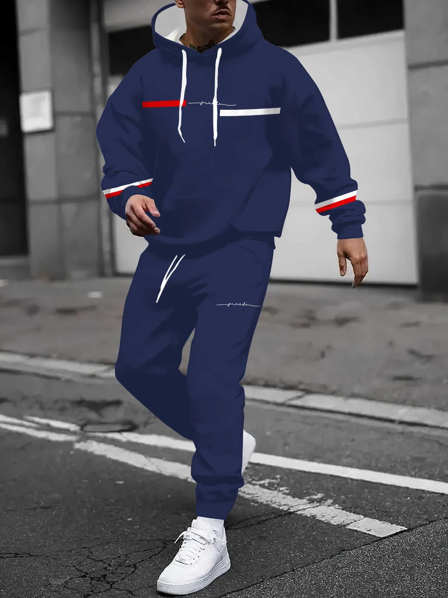 The new mens sweatshirt for Spring and Autumn 2025 features a casual fashionable soft and comfortable 3D line pattern print W251110