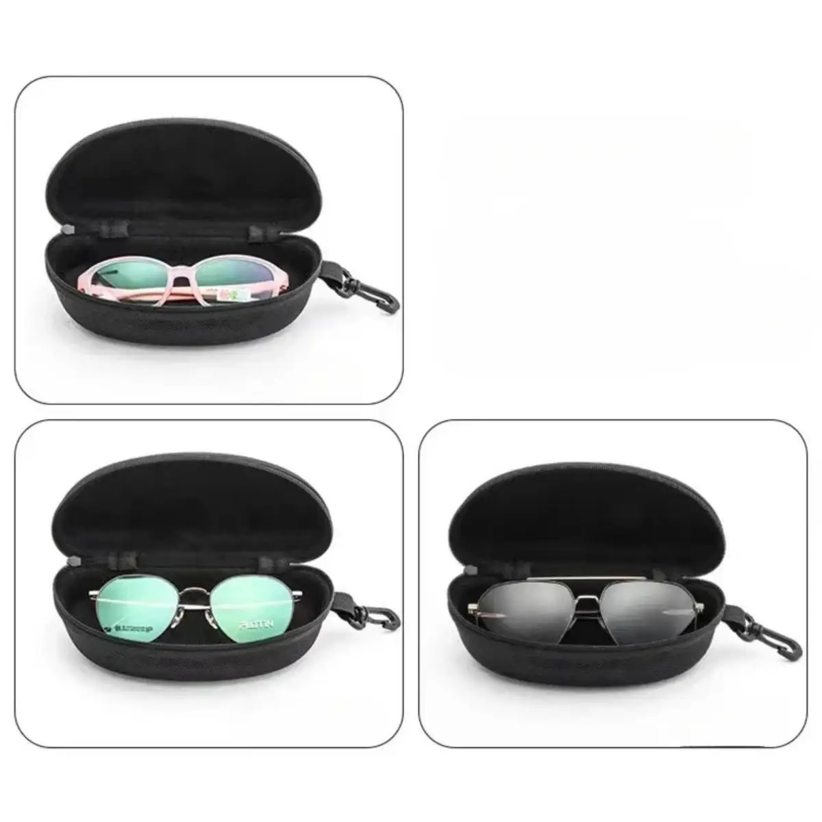 1 simple black glasses case portable sunglasses storage box durable protective container sports travel accessories 250410