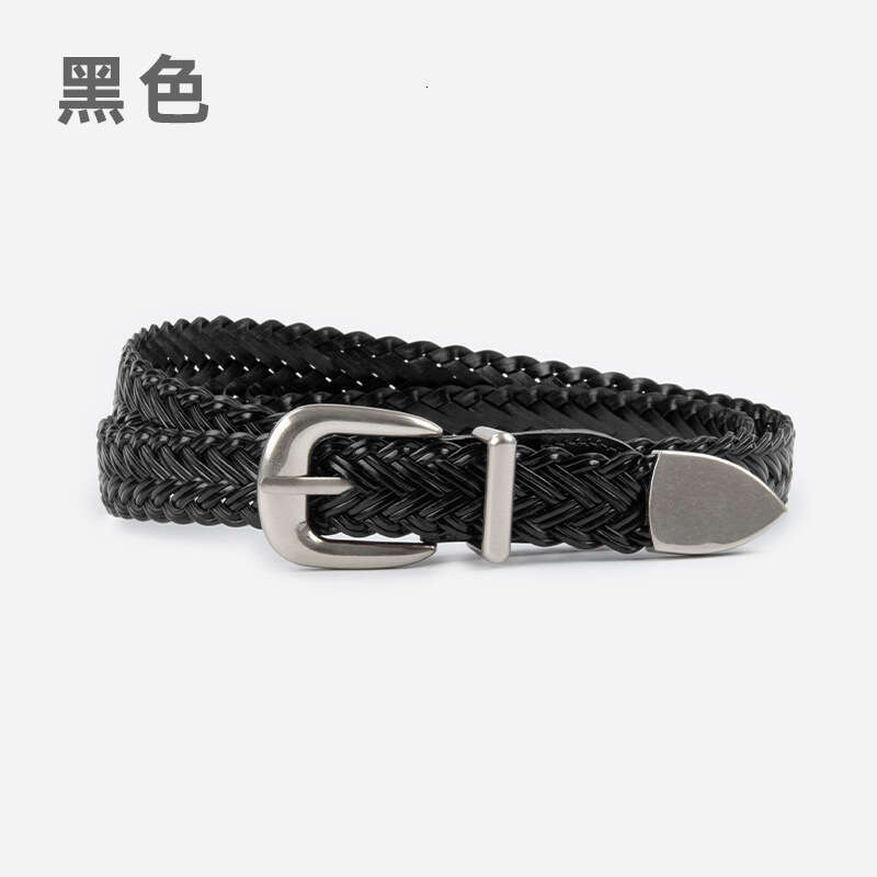 Women's Woven Vintage for Jeans Casual Pants Decoration No-Hole Pin Buckle Belt Leather Goods