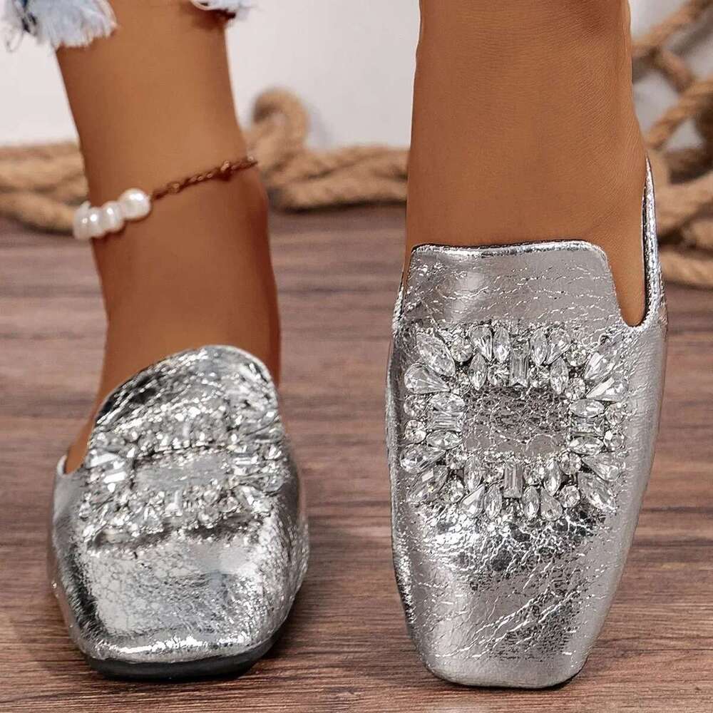 New 2025 Summer Square Toe Flat Rhie Buckle Mules Outdoor Women's Light Casual Slippers