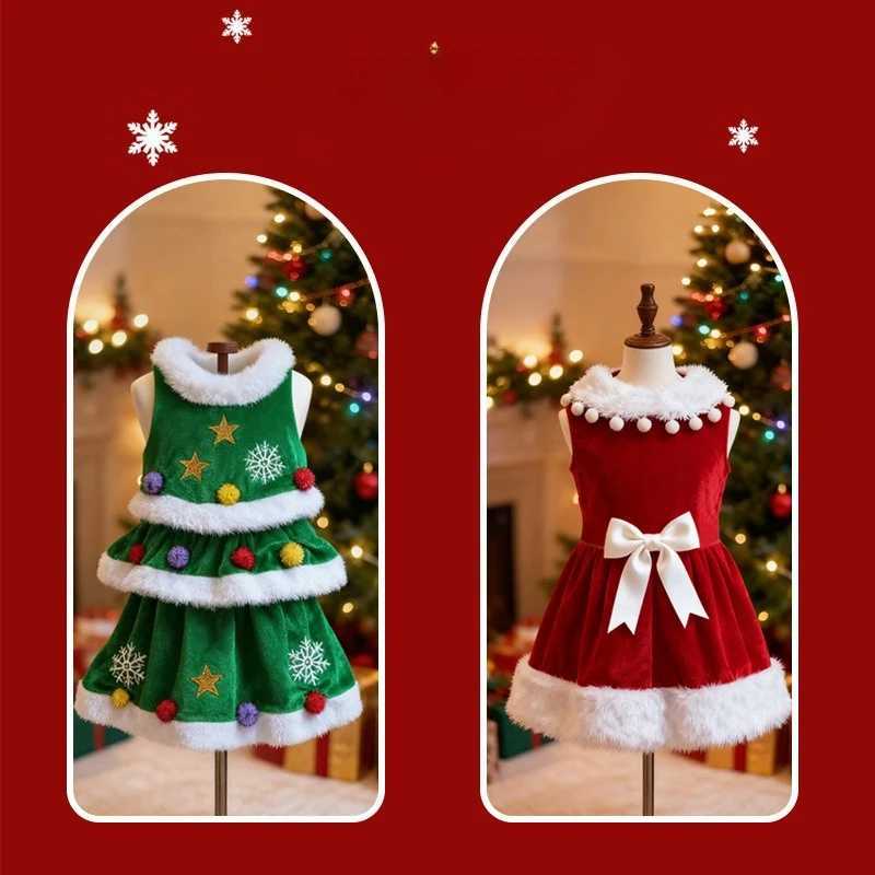 Dog Christmas Dress Christmas Sweater Pet Xmas OutfitsPet Fall Clothes for Dogs Girl Velvet Puppy Dresses Kitty Cat Apparel J251110