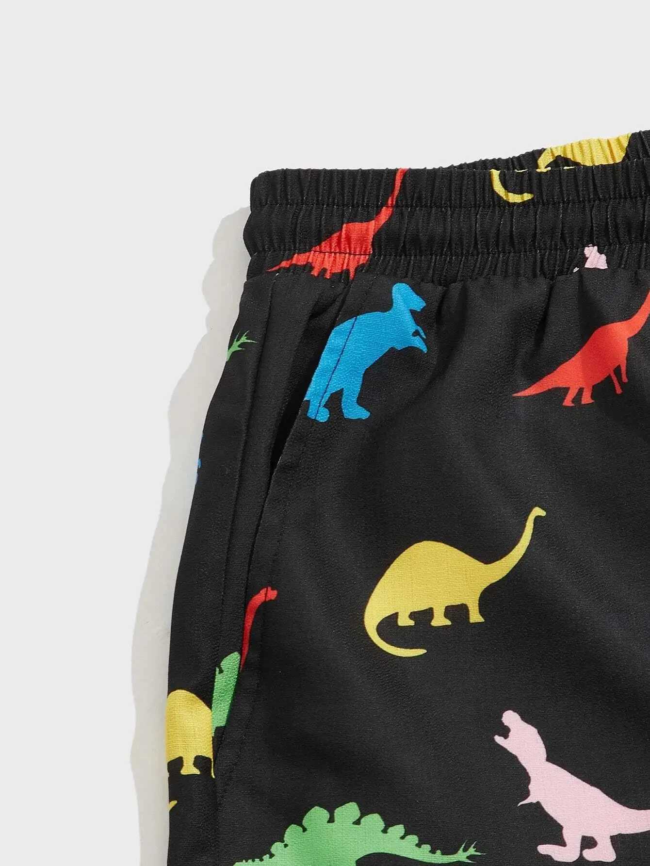 Mens beach shorts with dinosaur pattern 3D printed board summer swimming tree trunk elastic waist brushed Hawaiian styleW250410