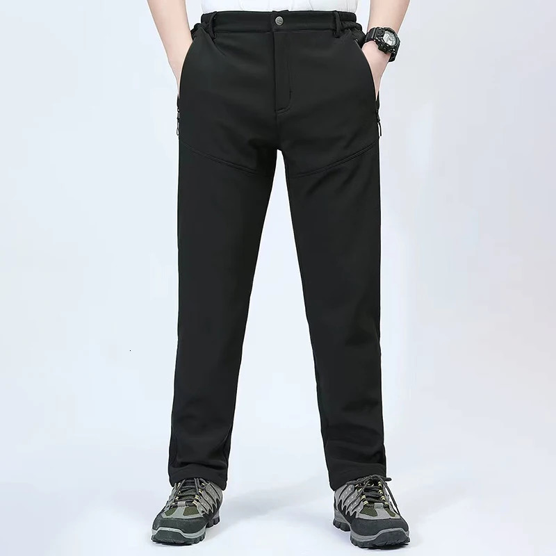 Men Autumn Winter Fleece Warm Casual Overalls Outdoor Sport Stretch Breathable Trousers Soft Comfortable Fabric Long Pants 251106