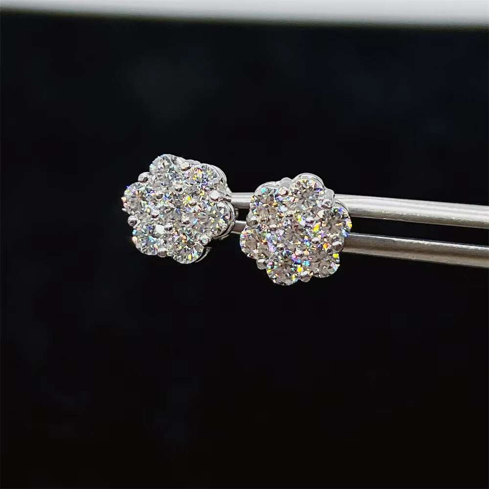 Popular Iced Out Jewelry Best Selling Lowest Price 925 Sterling Silver Gold Plated Jewelry VVS Moissanite Stud Earrings