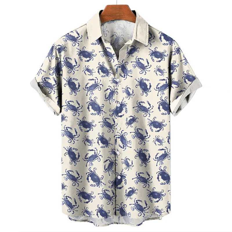 Hawaiian Lobster 3D printed shirt fashionable short sleeved plus size shirt summer vacation beach clothing casual graphic mens top X250410