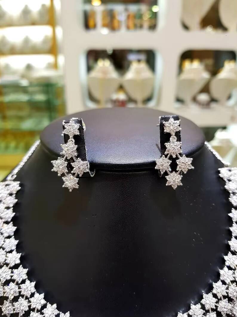 Fully White Moissanite Beautiful Dia Sterling Silver Gold Plated Cushion Cut Anklet with Earrings Customized Jewelry Unisex Gift