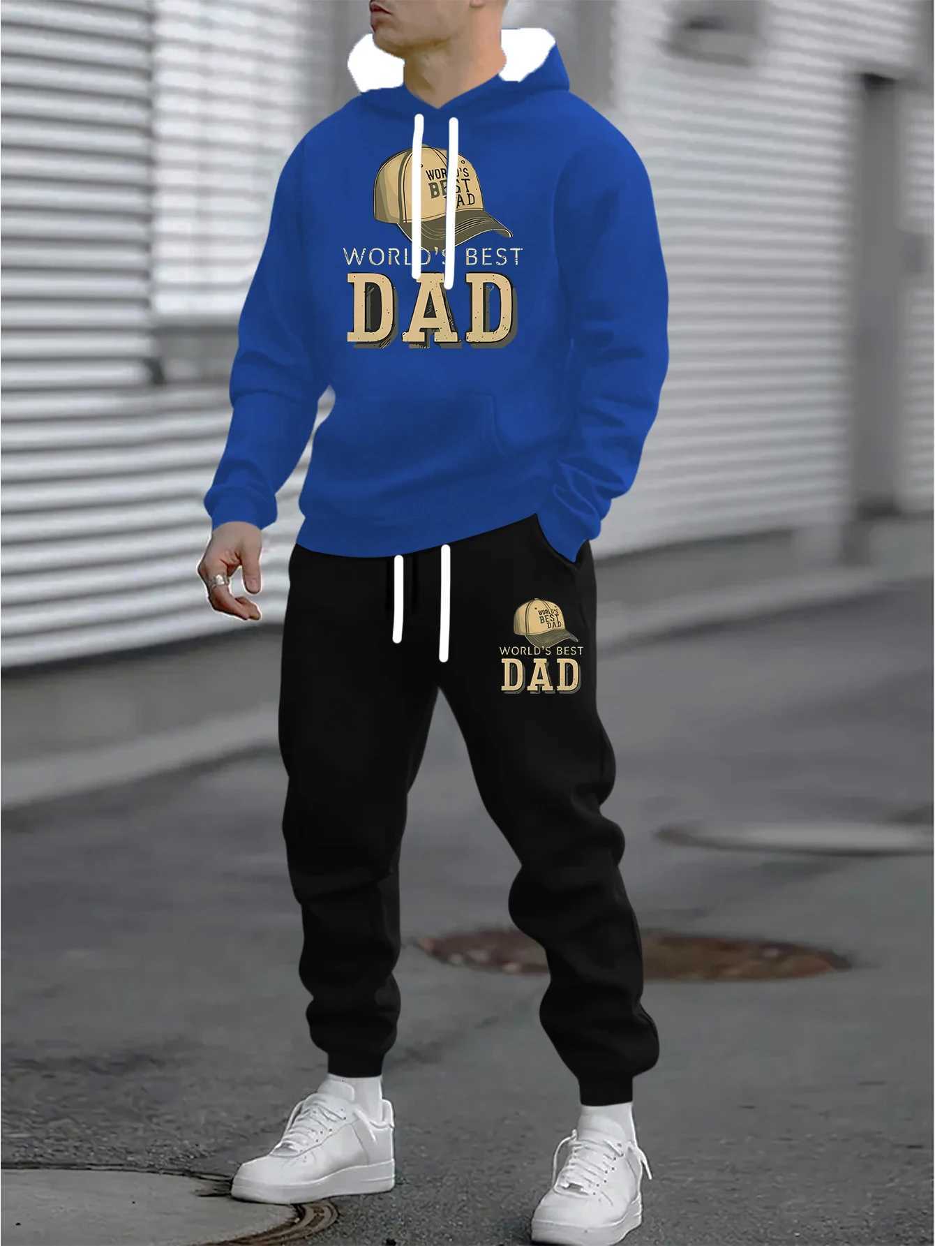 Autumn and Winter Men Hoodie Set Men DAD Printed Pattern Street Wear Sports Set Quick Drying Hoodies 2 Pac Set Tracksuit Sets W251110
