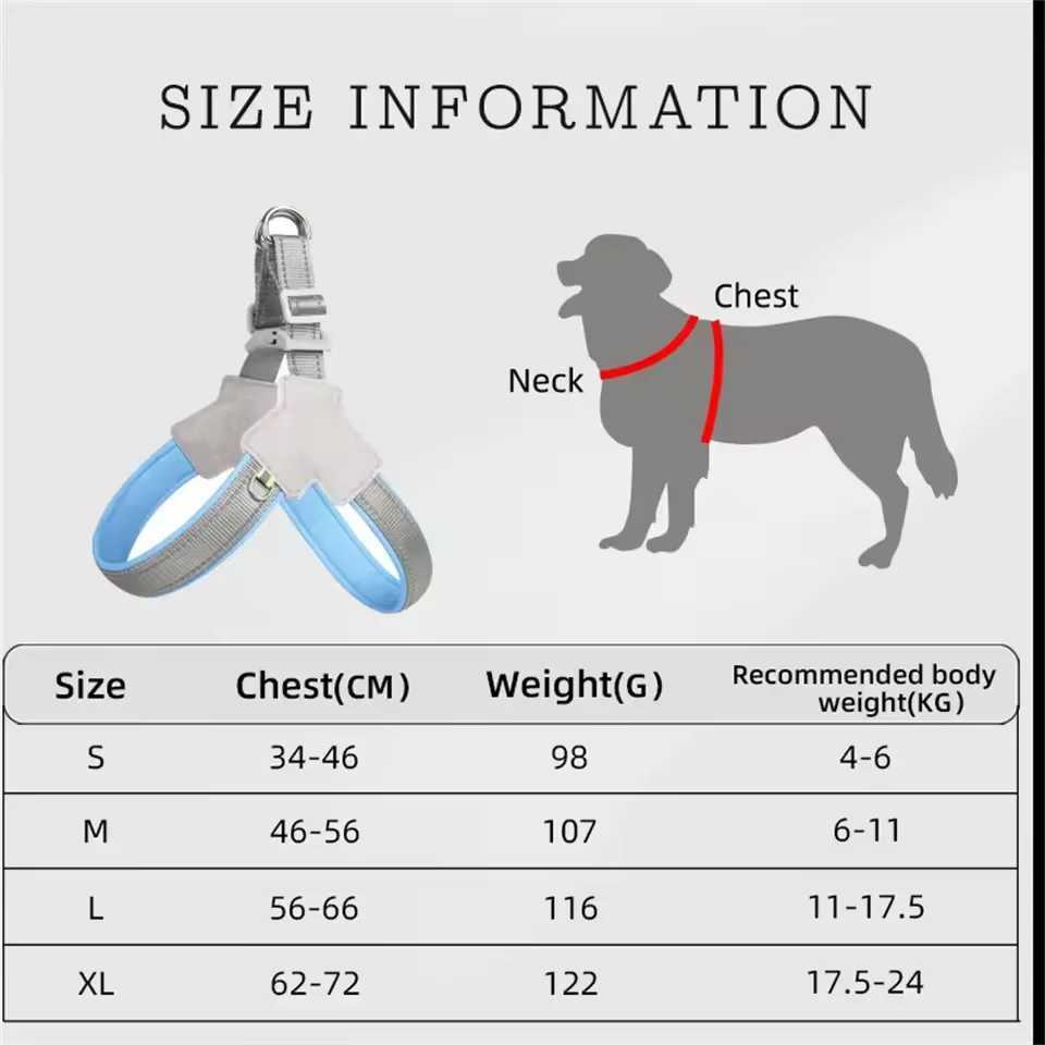 Pet dog leash vest-style pet chest harness dog walking rope small medium and large dogs outdoor dog walking traction supplies J251110