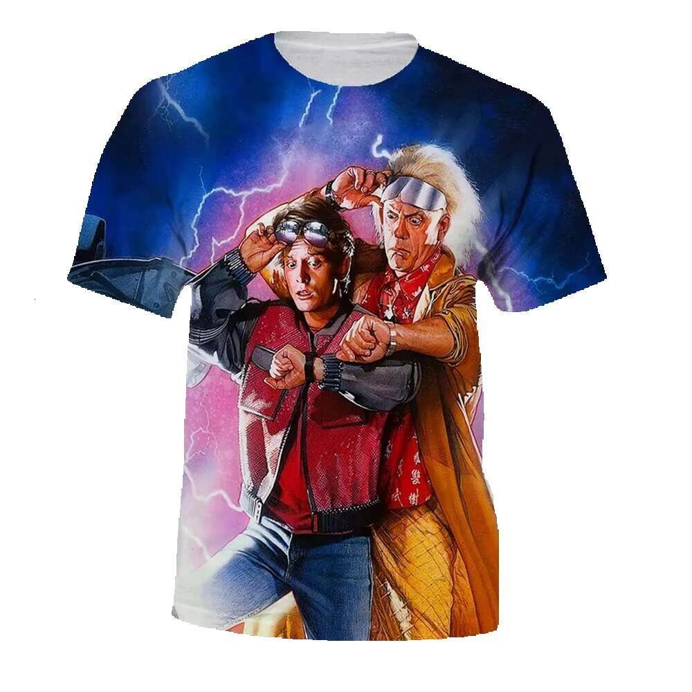 Men's shirt fashion outdoor Rome returns to the future comfortable 3D printed casual short sleeved men's T-shirt