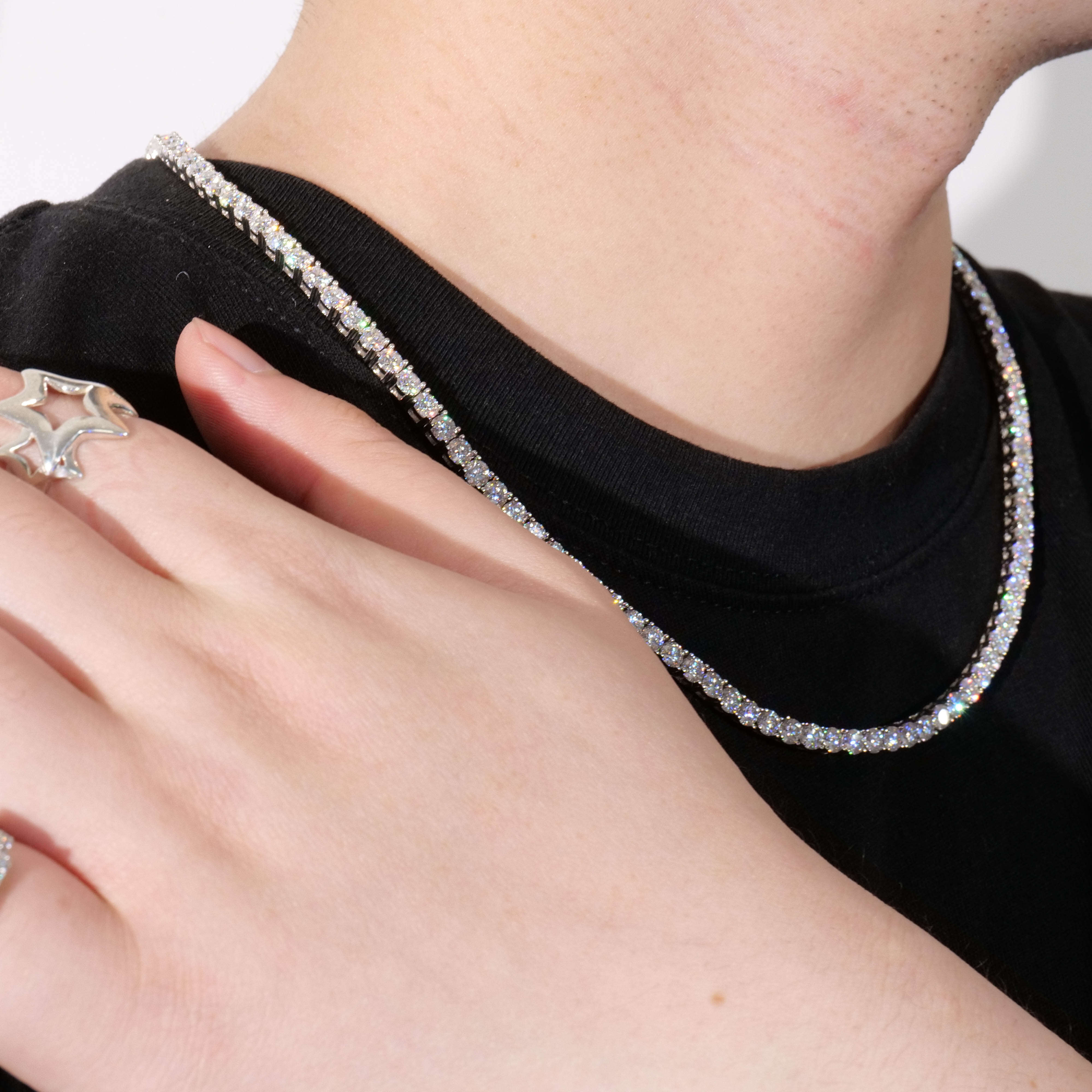 Sier fashion, exquisite hands, multifunctional and high-end Moissanite tennis necklace, beautiful chain