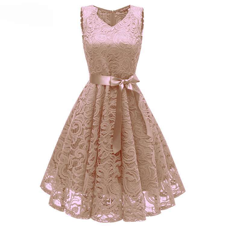 Spring Bridesmaid Hot Selg V-neck Sexy Big Swing Lace Women's Dress 2025 New Casual Fashion Trendy Clothing