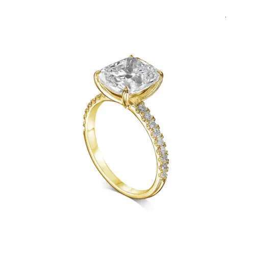 14k White Gold Ring EF total 3ct Carat Cushion Cut Lab Created Diamond IGI Certificate CVD HPHT Gift For Lady Couple