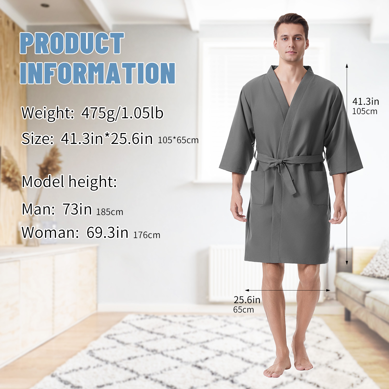 Mutao Microfiber Changing Robe with Adjustable Waist Tie - Long Sleeve Lightweight Quick-Dry Towel Bathrobe for Home Spa, Beach & Camping, Multiple Co