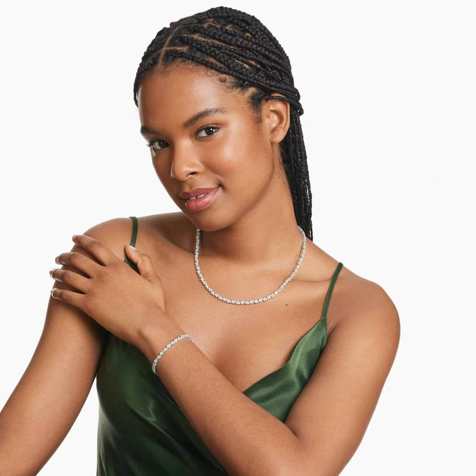 Classic Womens Tennis Chain 5mm Moissanite Diamond Cut Yellow Gold Plated Delicate Sparkle Anklet Body PT950 Material Gift