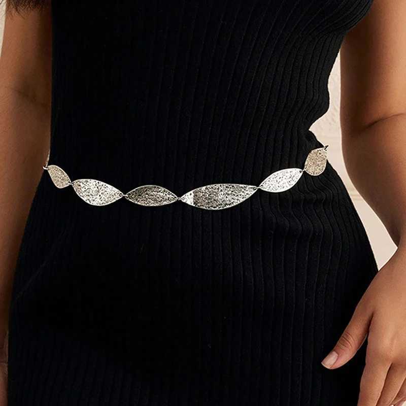 Fashionable Gold Fem Belt Western Cowboy Girl Leaf Punk Metal Belt for Warm Luxury Silver Belt Summer Beach X250410