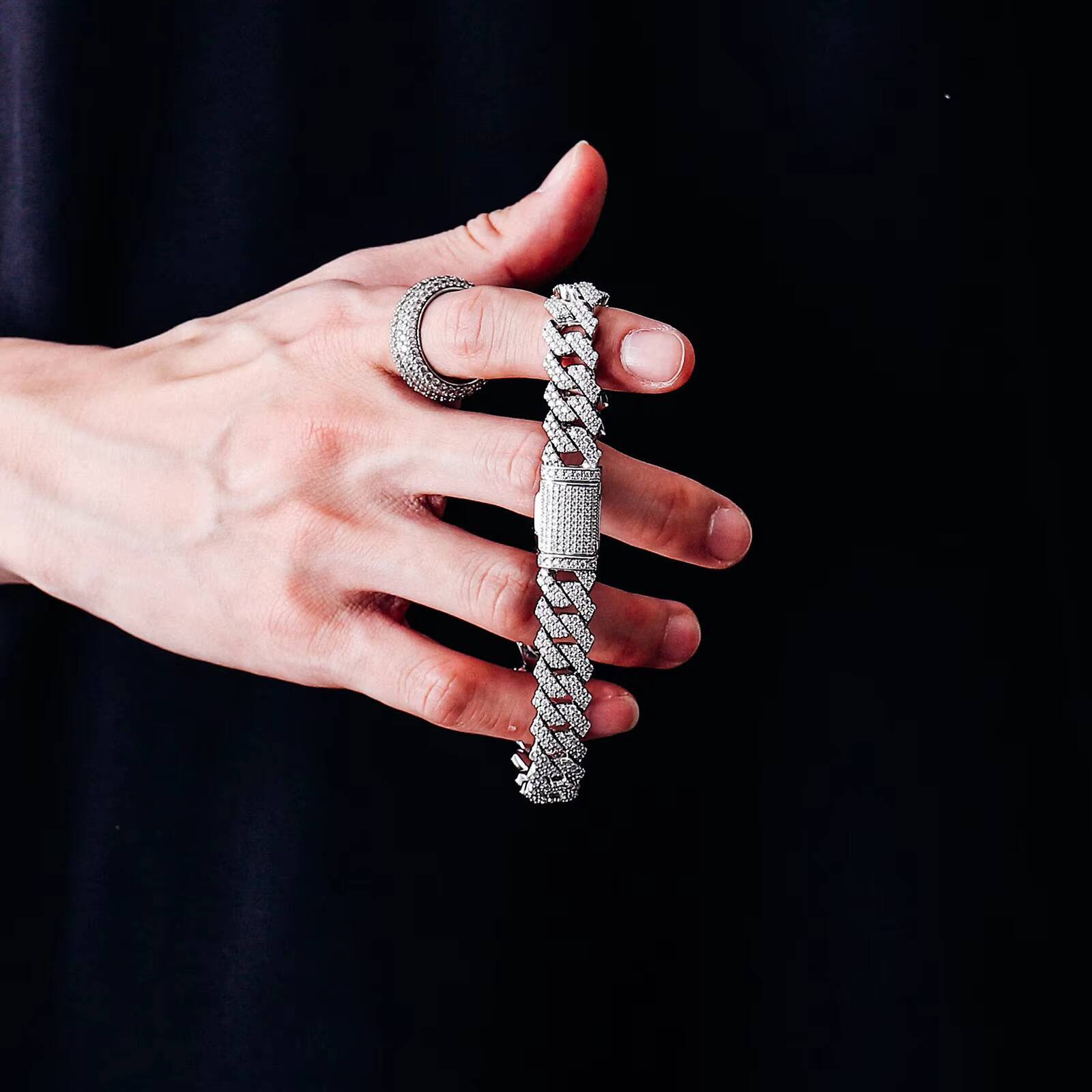 Ready to Ship 10mm 12mm Moissanite Miami Cuban Bracelet Chain Necklace 2 Rows for Men VVS D Iced Out Solid 925 Sterling Silver