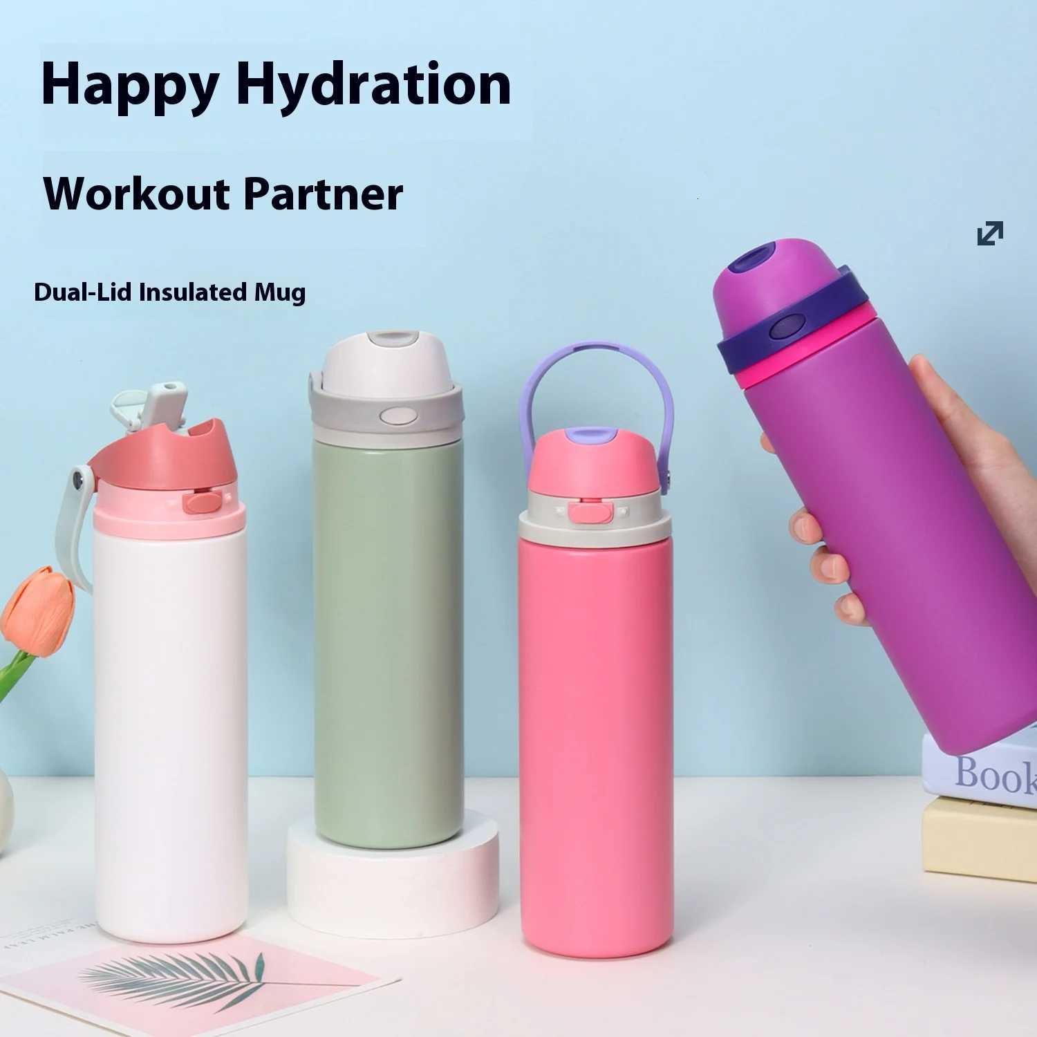 Fashionable cup Hot-selling Stainless Steel Insated Cups Large-capacity Portable Hand-held Sports Water Cups Car-mounted Handle Insated Cups Y251110