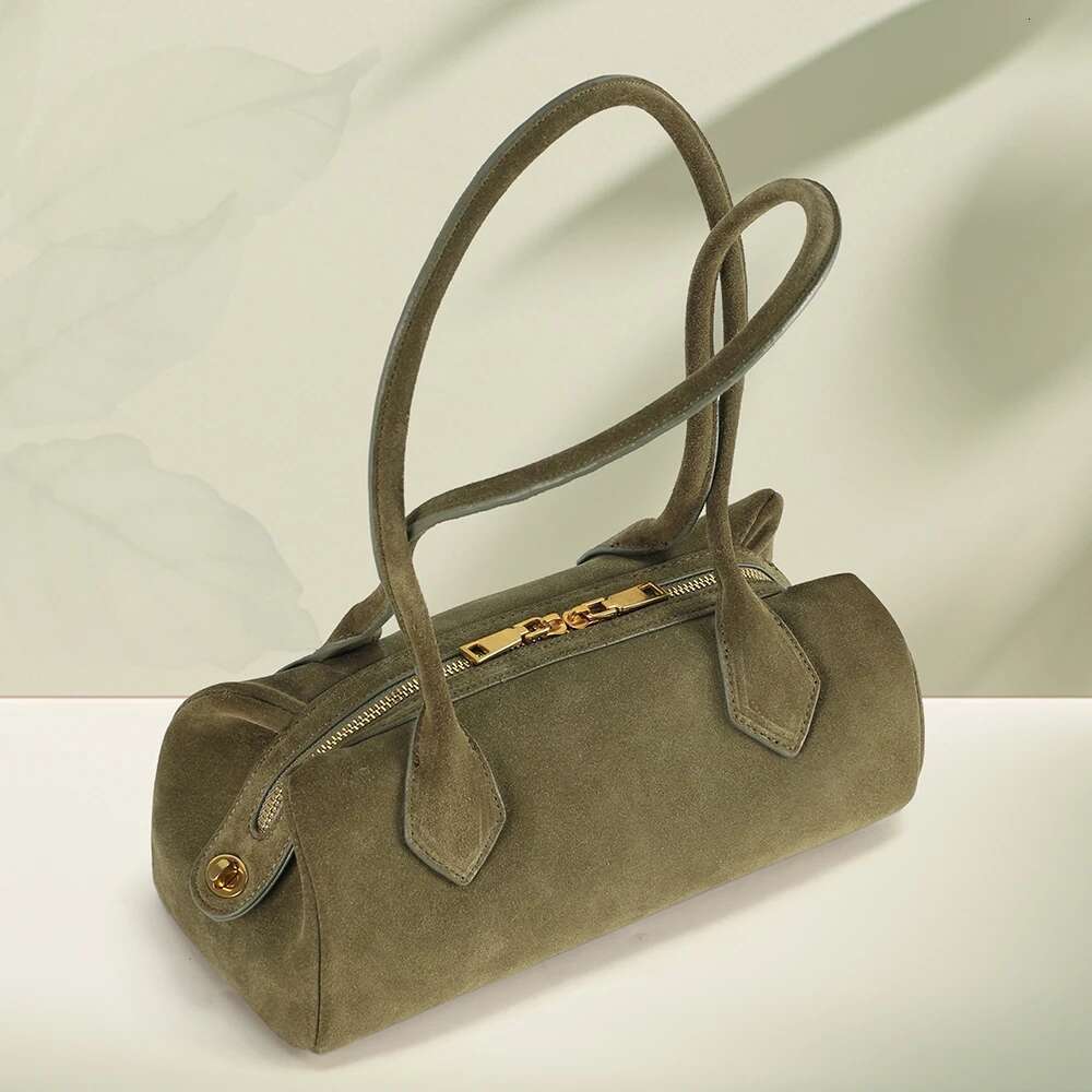 The New Sausage Is Cowhide Suede Shoulder Handbag A Simple And Fashionable Armpit Baguette Bag