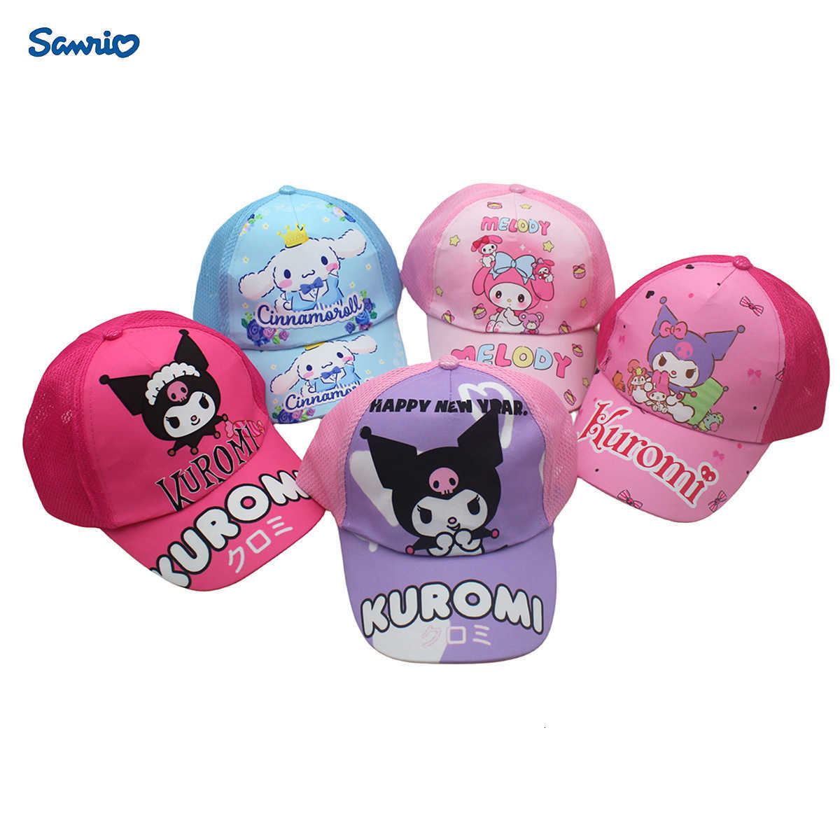 Sanrio Anime Printed Childrens Sunshade Mesh Hat Kuromi My Melody Cartoon Boys and Girls Summer Baseball Cap H251110