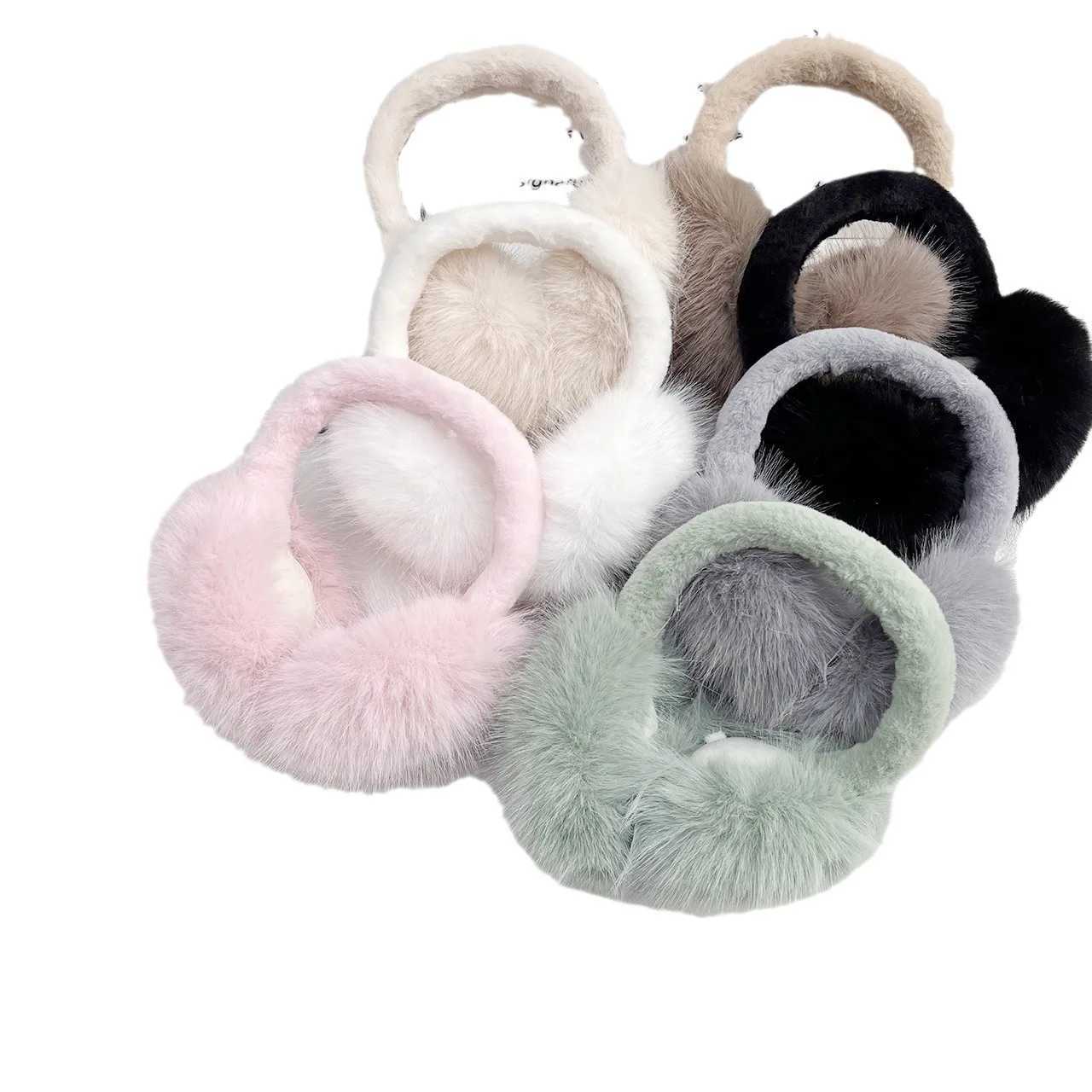 Cute Plush Fur Headphones Women Winter Warm Earmuffs Soft Cashmere Solid Fur Earplugs Fashion Unisex Ear Cover Outdoor Supplies W251110