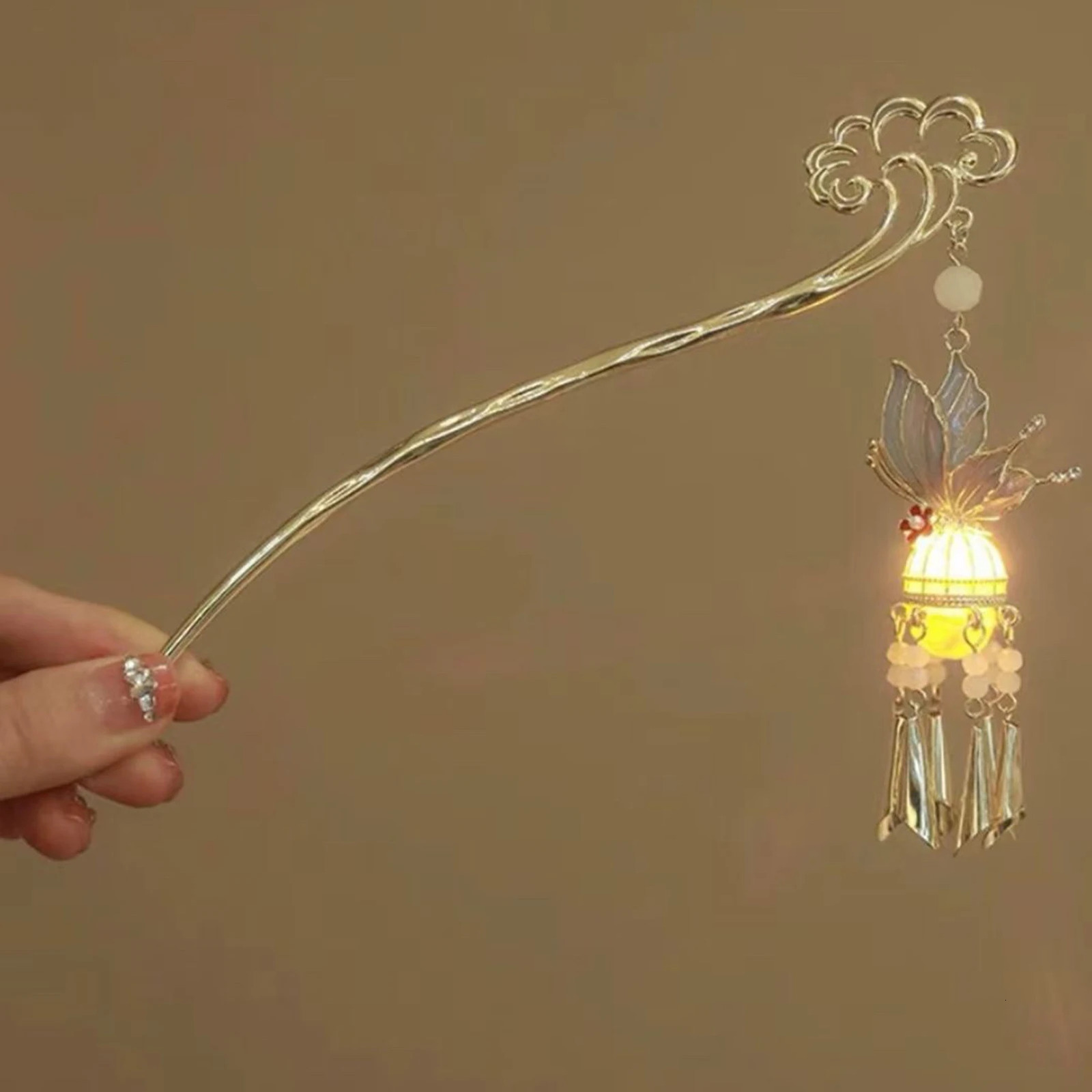 Metal Chinese style hair clip luminous lantern hair clip hair clip 250409