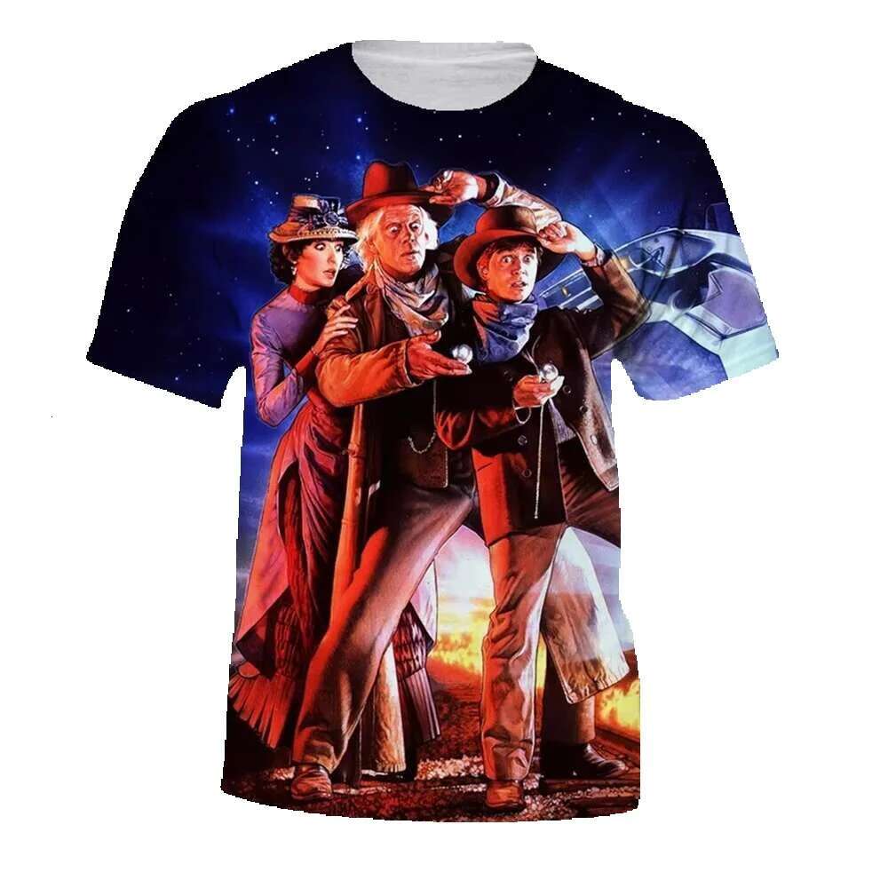 Men's shirt fashion outdoor Rome returns to the future comfortable 3D printed casual short sleeved men's T-shirt