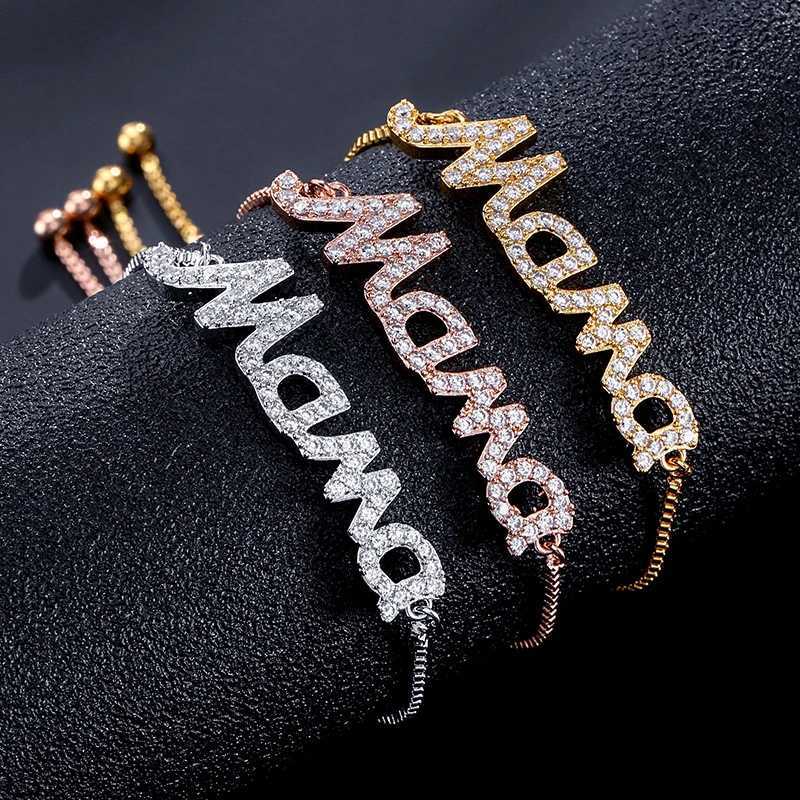 Exquisite Mama Letter Bracelet For Women Sparkling Crystal Zircon Adjustable Chain Bangle Mothers Day Mom Birthday Jewelry GiftT251110