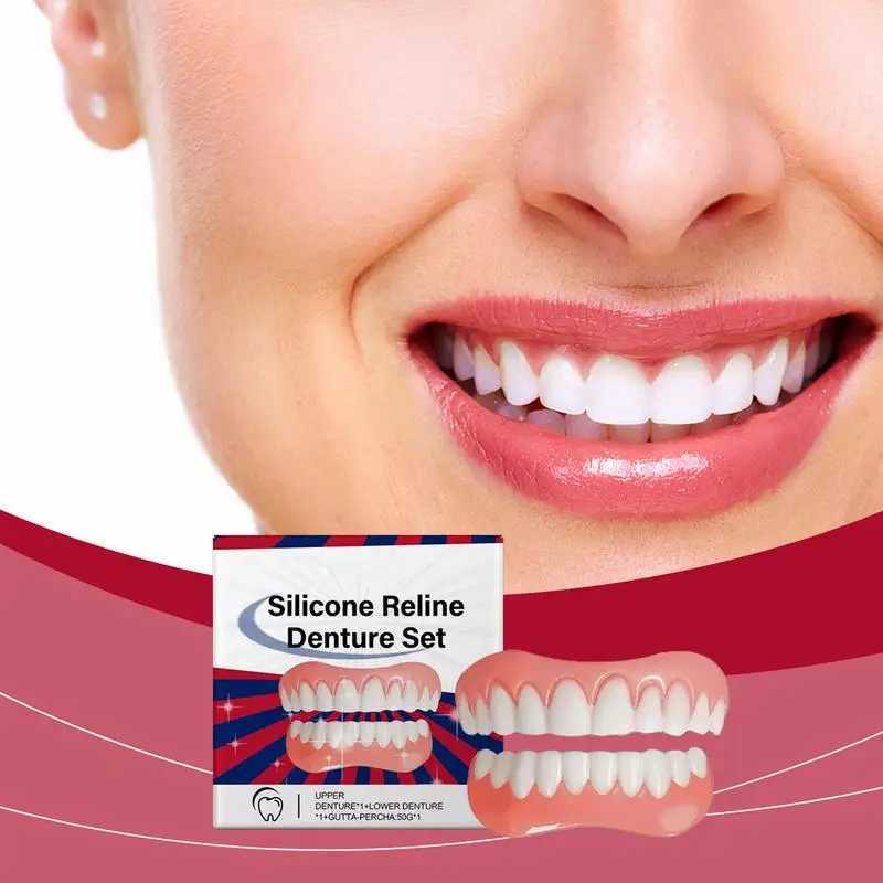 New Arrival Silicone denture set with silicone upper and lower veneers laughing soft denture set with silicone lining soft denture set Z250410