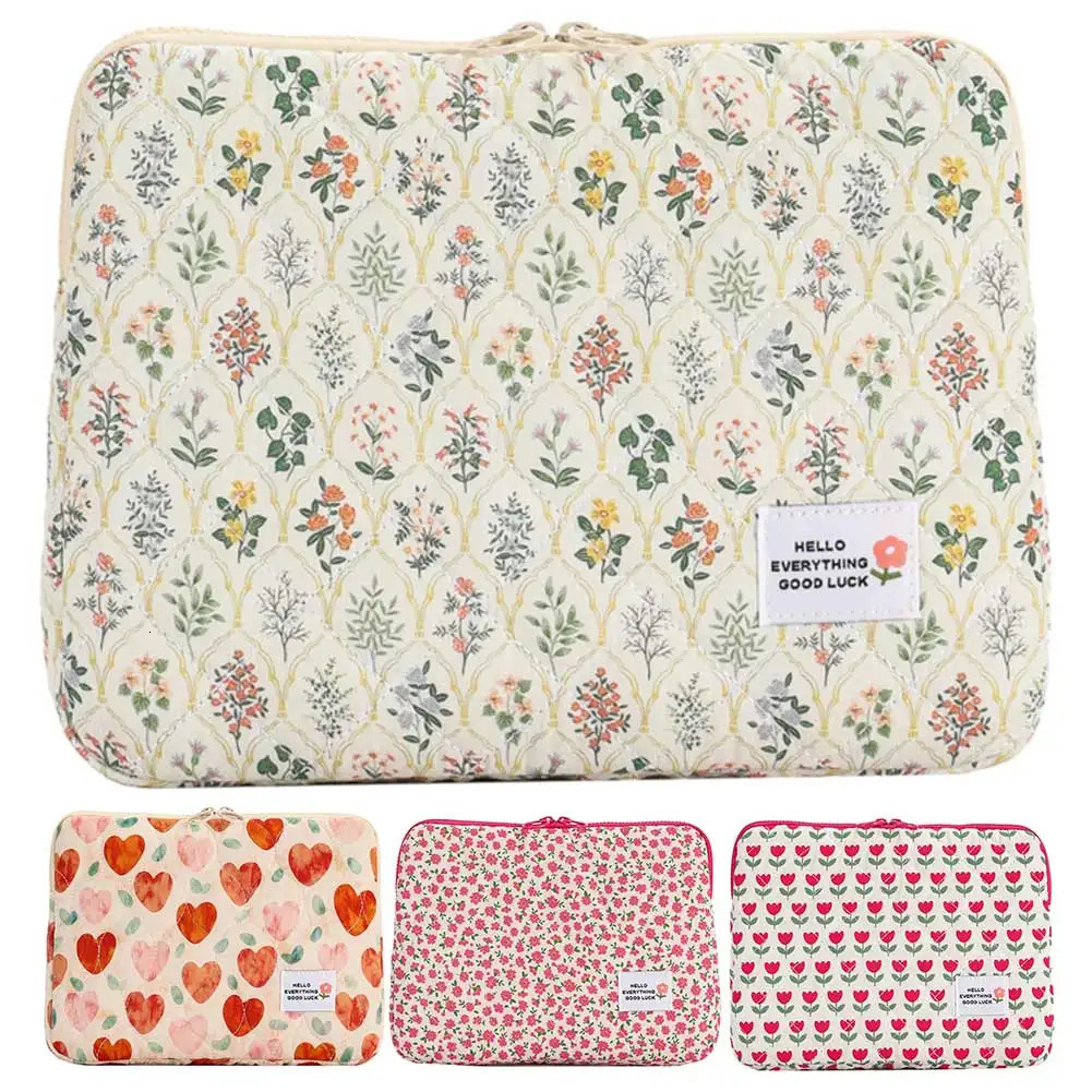 Computer bag zipper cover with soft padding cute flower notebook bag suitable for laptops 13 to 15 inches250403