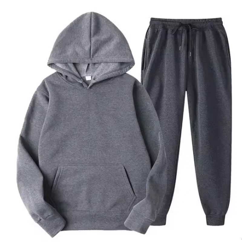 Mens autumn/winter mens sports suit 2-piece set casual and fashionable hooded sweatshirtdrawstring pants W251110