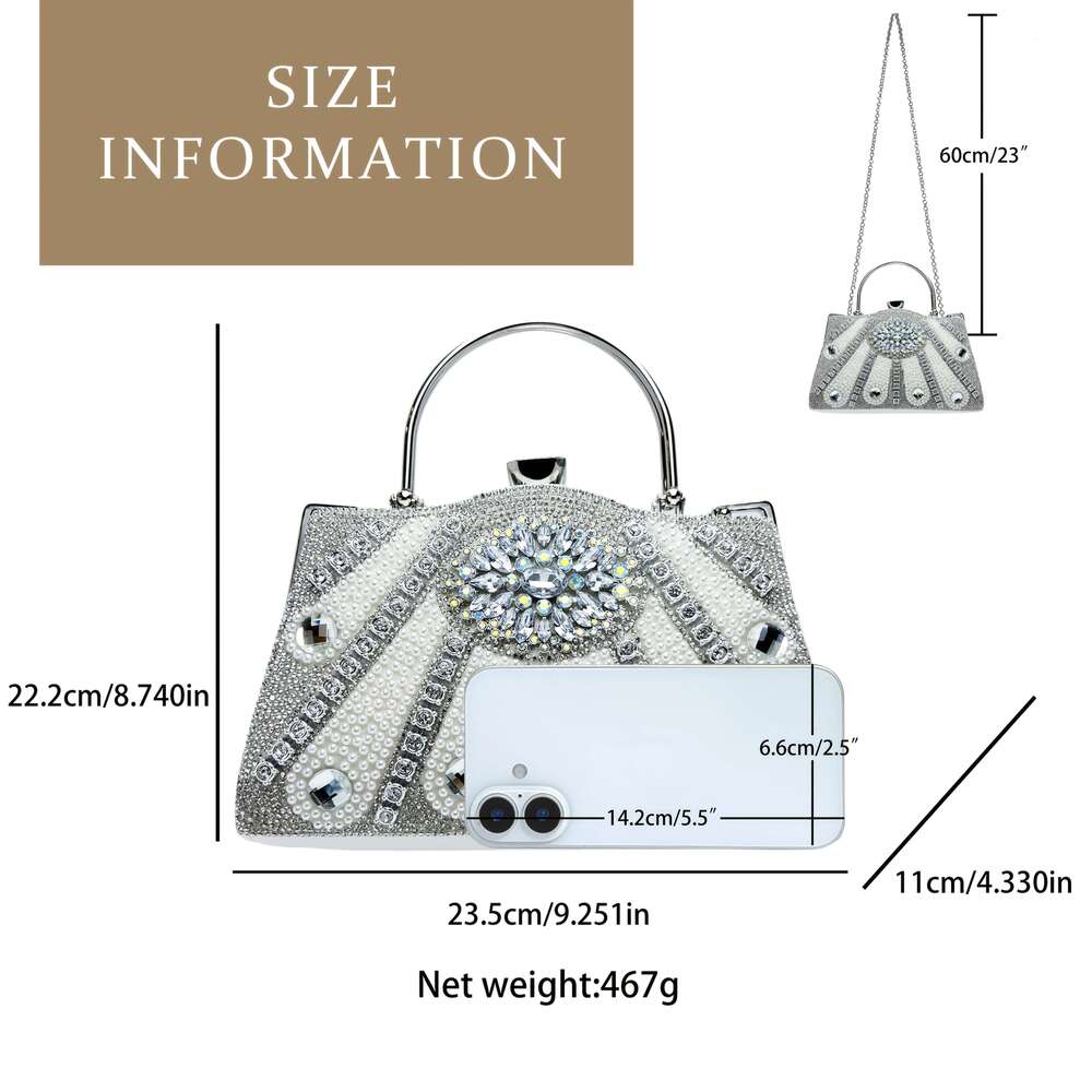 Fashion versatile evening bag, exquisite handbag, crossbody bag with rhinestones, suitable daily parties, gatherings, outings, weddings, can be used a
