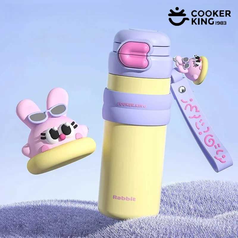 Fashionable cup 510ML Stainless Steel Thermos Cup Cartoon Insated Water Bottle for Kids Portable Vacuum Thermal g with Straw Y251110