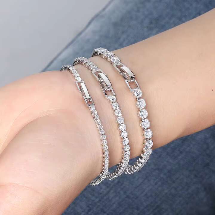 Fine Jewelry Hip Hop 925 Sterling Silver Bracelet Iced Out Tennis Chain Bracelet for Men Women VVS Moissanite Diamond Bracelet