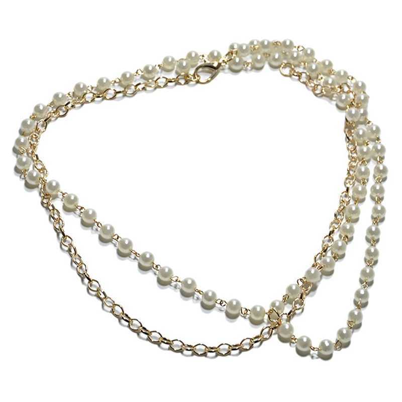Warm imitation pearl with alloy chain and white imitation pearl chain X250410